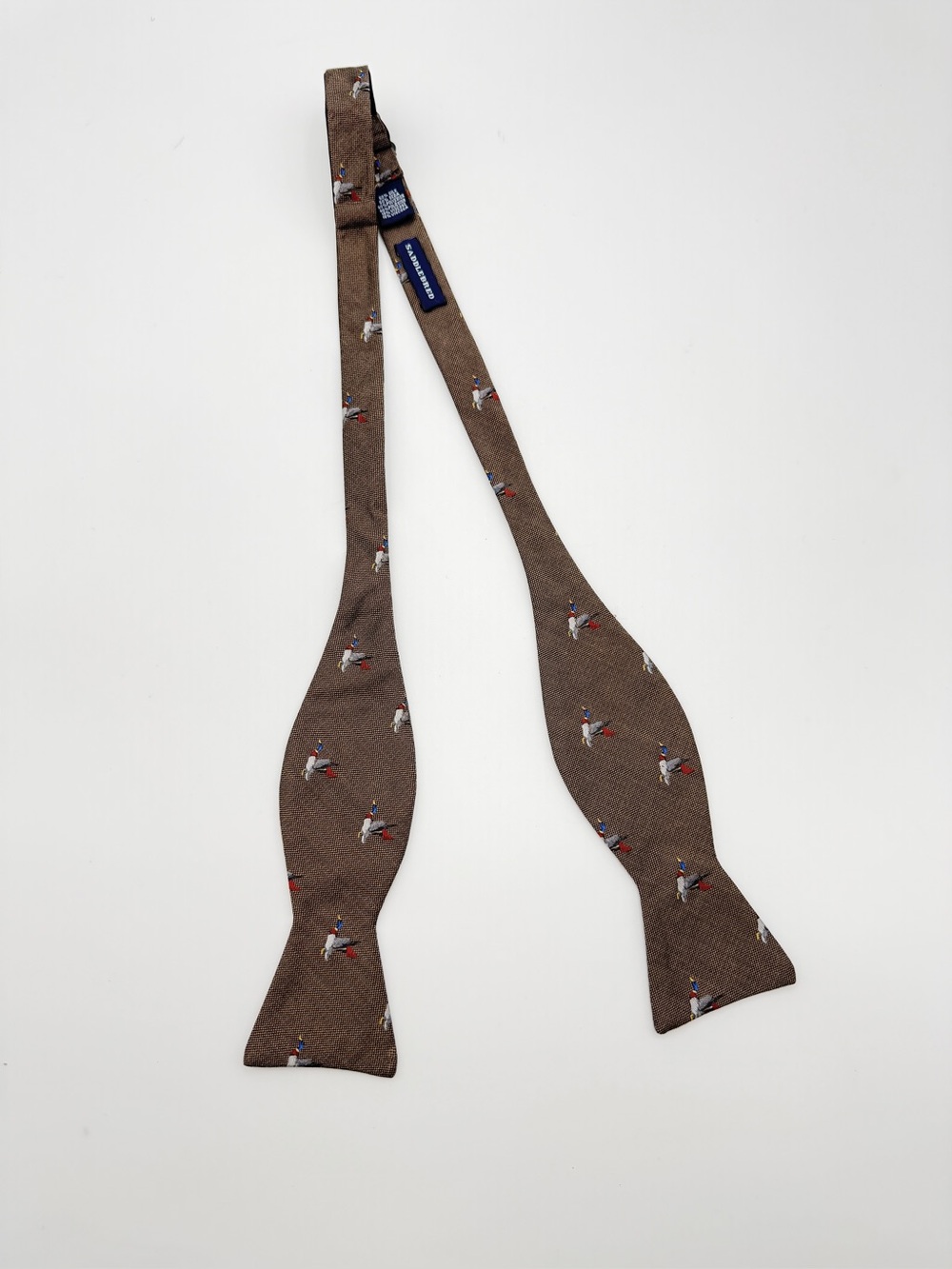 Saddlebred Men's Bow Tie Brown Mallard Duck Hunting Silk Blend Self Tie 14.5-17